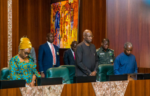 VP Osinbajo; SGF, Mr Boss Mustapha; and Head of Civil Service of the Federation, Mrs. Winifred Oyo-Ita.