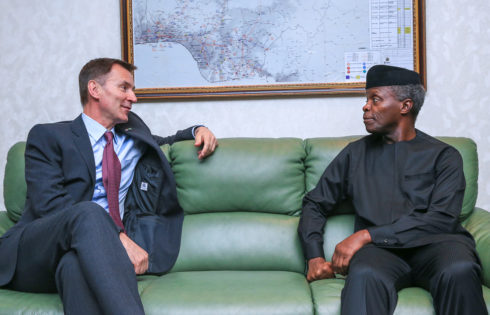 VP Osinbajo with United Kingdom Foreign Secretary, Mr. Jeremy Hunt 