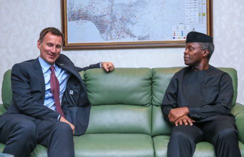 VP Osinbajo with United Kingdom Foreign Secretary, Mr. Jeremy Hunt 