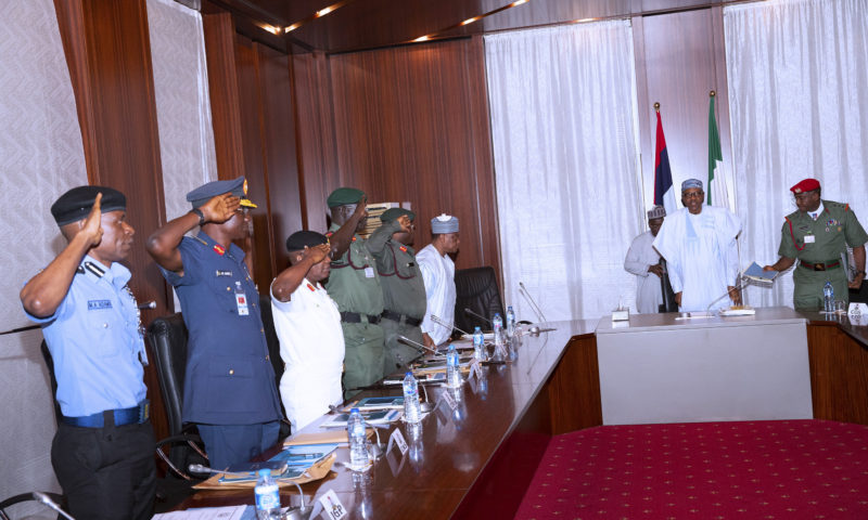 PRESIDENT BUHARI PRESIDES OVER SECURITY MEETING. MAY 9 2019