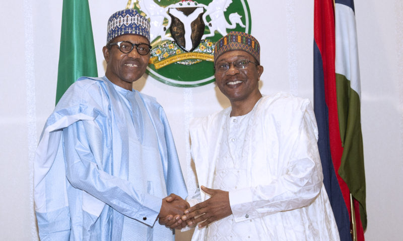 PRESIDENT BUHARI RECEIVES SALLAH HOMAGE AT THE RESIDENCE. JUNE 4 2019