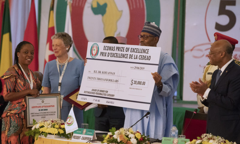 PRESIDENT BUHARI PRESENTS ECOWAS 2018 EXCELLENCE AWARD. JUNE 29 2019