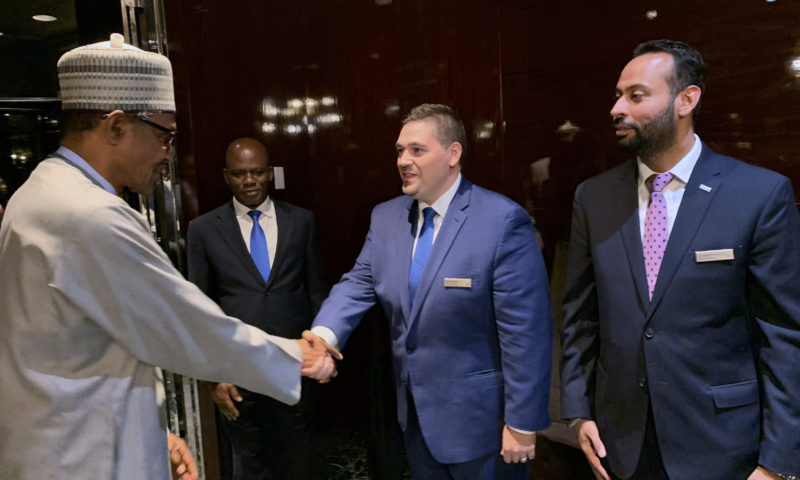 PRESIDENT BUHARI ARRIVES UN PLAZA IN NEW YORK. SEPT 22 2019