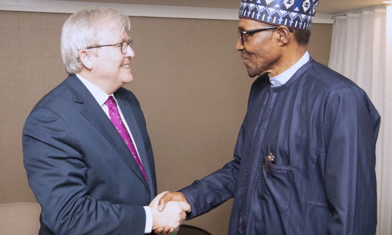 PRESIDENT BUHARI HOLDS BILATERAL MEETING WITH PRIME MINISTER OF AUSTRALIA, H.E RUDD. SEPT 25 2019