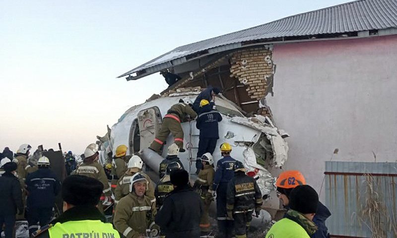 Jetliner crashes in Kazakhstan, kills 12, injures dozens