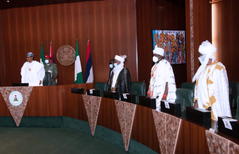 PRESIDENT BUHARI IN AN AUDIENCE WITH SELECTED TRADITIONAL RULERS LED BY SULTAN OF SOKOTO