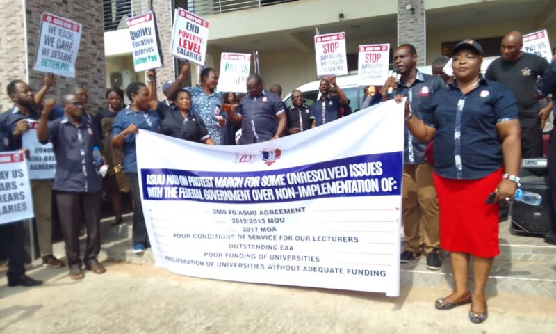 ASUU-NAU Protests Non Adoption Of Nimi Briggs Committee Report, Unpaid Over 3 Years Salary Arrears, Others