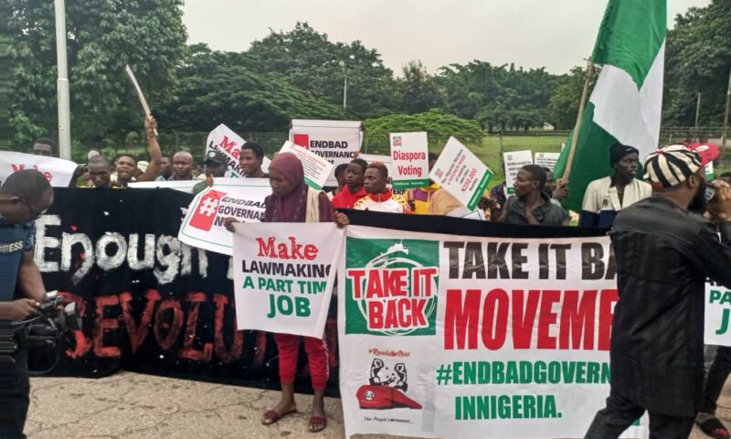 #EndBadGovernanceProtest: Hunger protesters converge on Abuja stadium